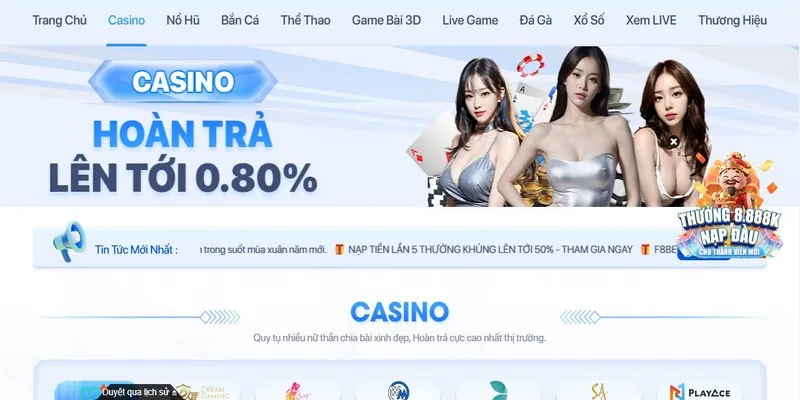 Giới thiệu sảnh game giải trí casino F8BET